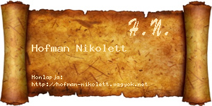 Hofman Nikolett névjegykártya